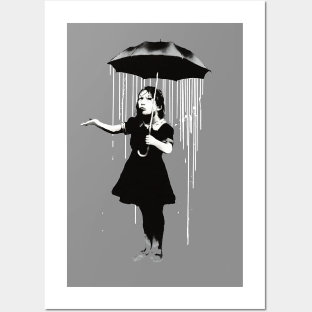 Banksy Rain Street Artist Graffiti Wall Art by Closeddoor